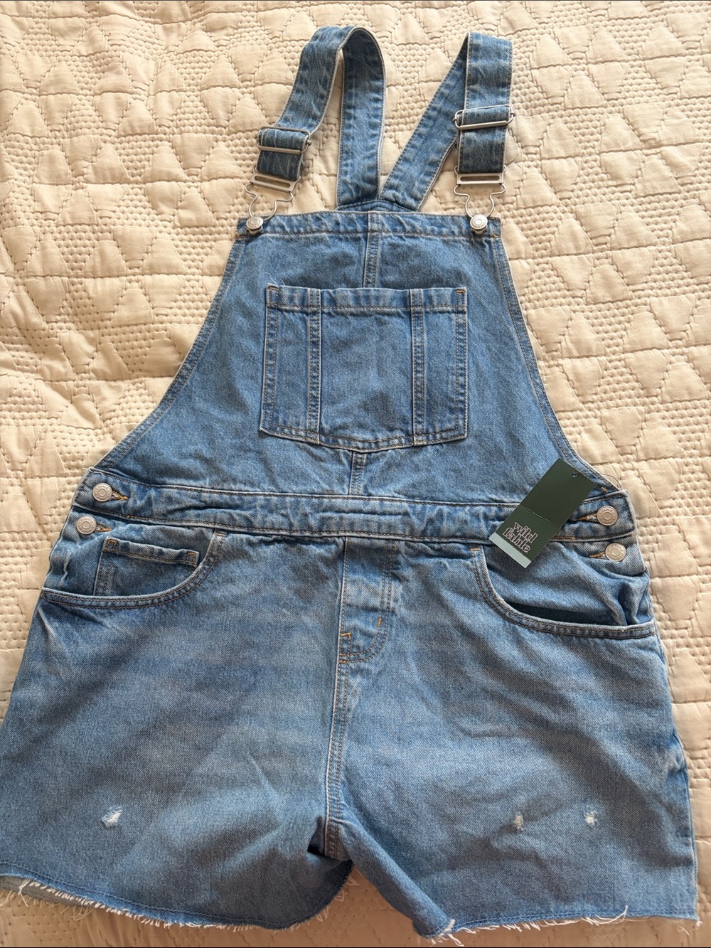 Light Wash Denim Short Overalls